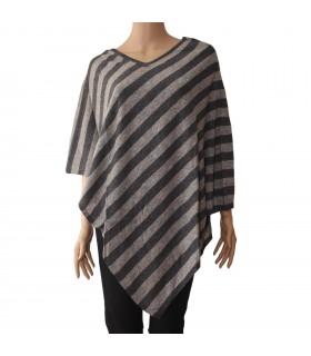 Striped cashmere poncho