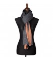 Natural Dark Grey Cashmere Shawls With Orange Border