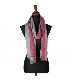 Natural Cashmere Shawls With Pink Border