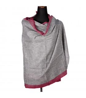 Natural Cashmere Shawls With Pink Border