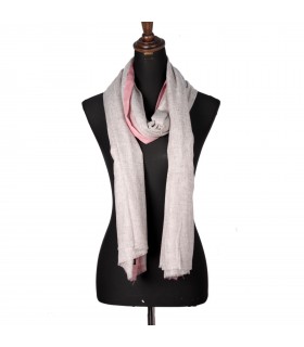 Natural Nepali Cashmere Shawls With Soft Pink Border