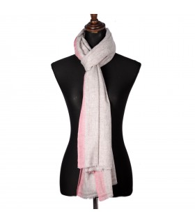 Natural Nepali Cashmere Shawls With Soft Pink Border