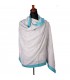 Natural Cashmere Shawls with Petrol-Blue Border
