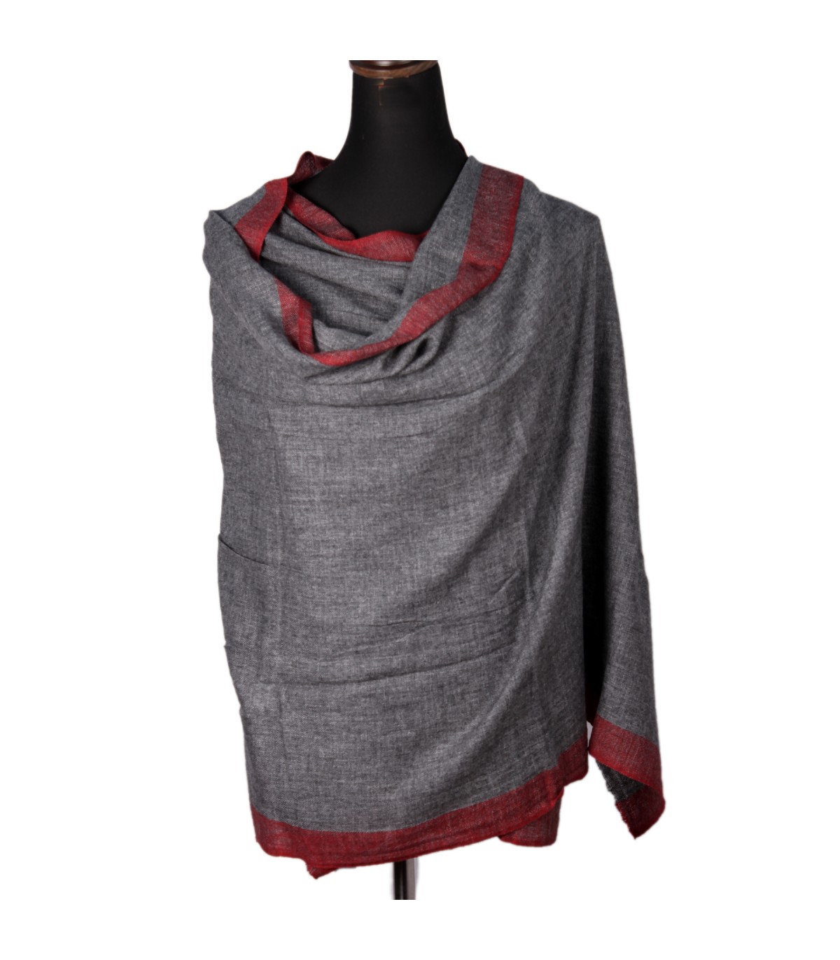 Natural Cashmere Shawls With Light Red Border
