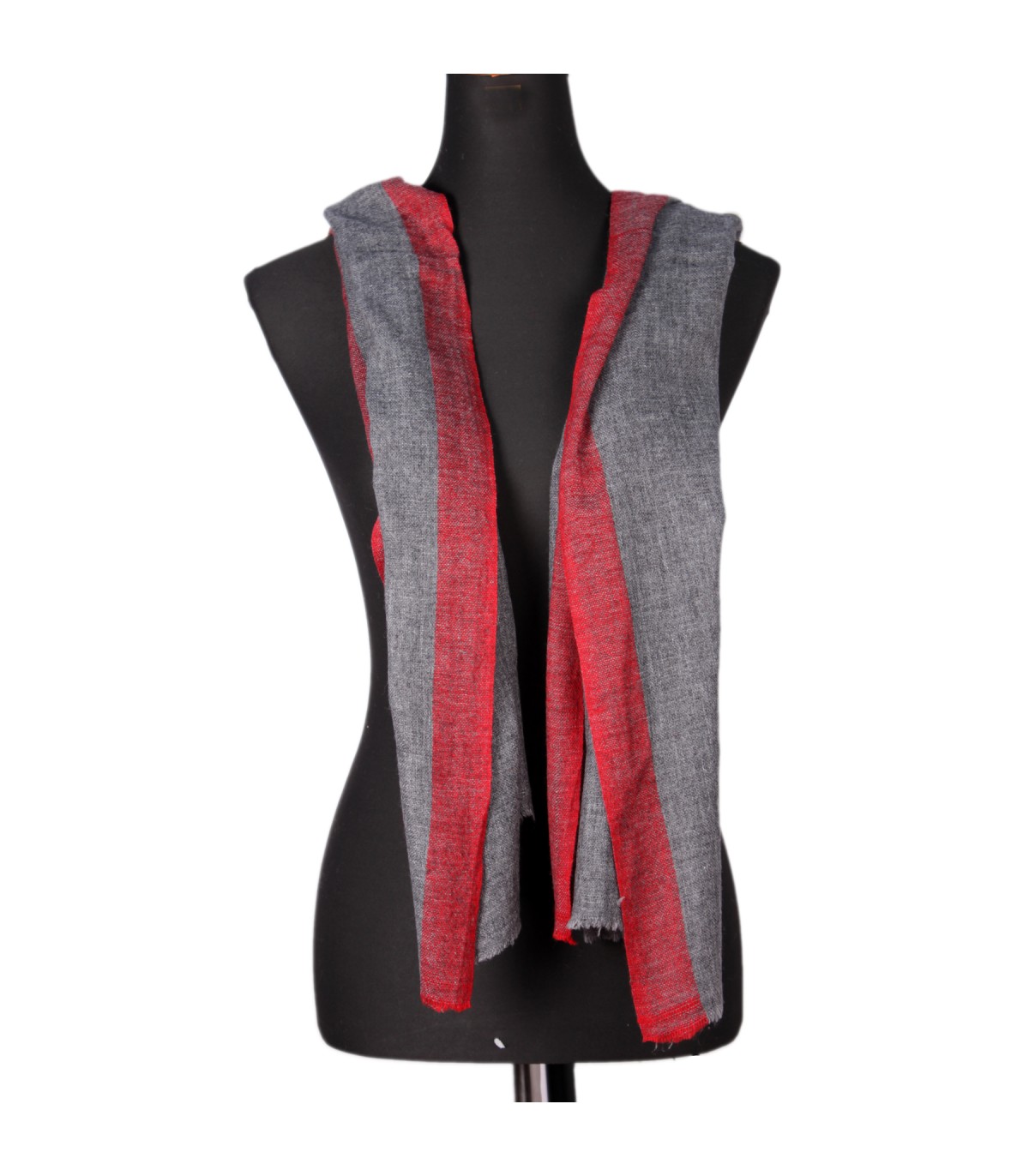 Natural Cashmere Shawls With Light Red Border