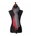 Natural Dark Grey Cashmere Shawls With Light Red Border