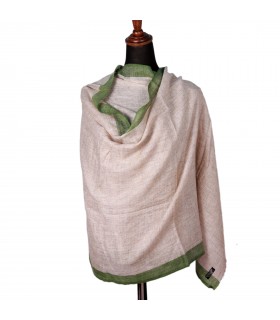 Natural Cashmere Shawls With Light Lemon Green Border