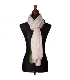 Natural Cashmere Shawls With Light Lemon Green Border